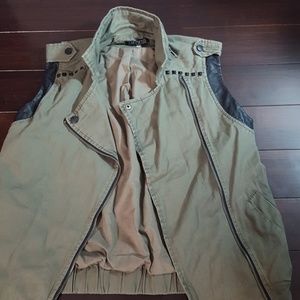 Love culture Olive Green Military Punk Vest